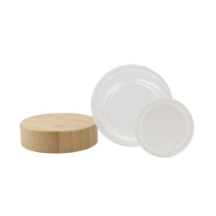 Custom 150ml 50g Frosted White Glass Cream Jars for Cosmetic Envases Para Cremas with Wood Lid
