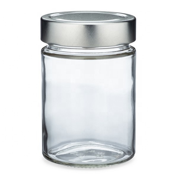 Custom 150ml Clear frasco de vidrio para miel Straight Side Glass Jam Honey Jar with Metal Lid