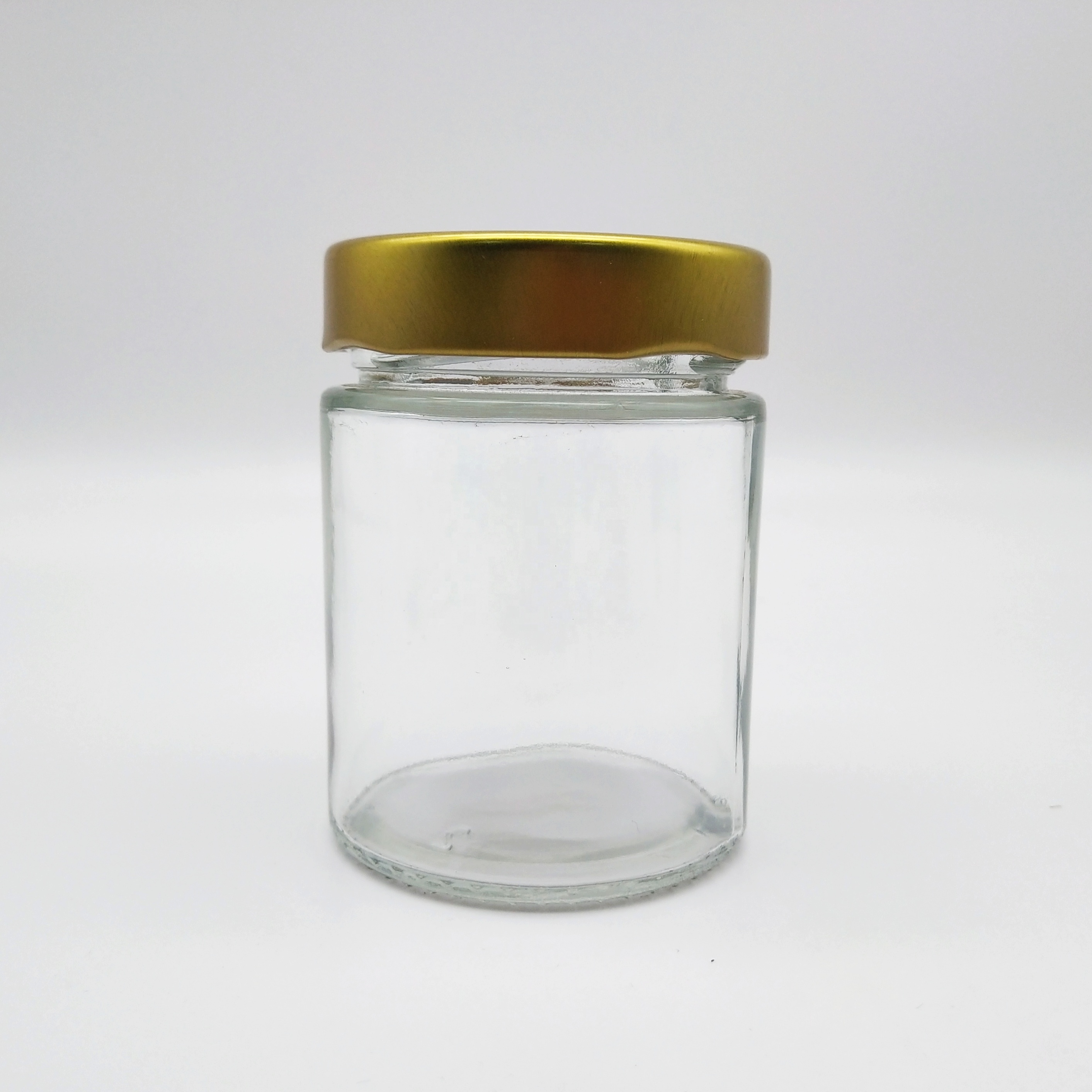 Custom 150ml Clear frasco de vidrio para miel Straight Side Glass Jam Honey Jar with Metal Lid