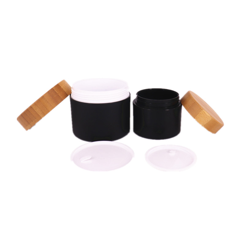 Custom 15g 30g 50 g cosmetic straight sided containers face cream bamboo jar body scrub plastic with caps for cream