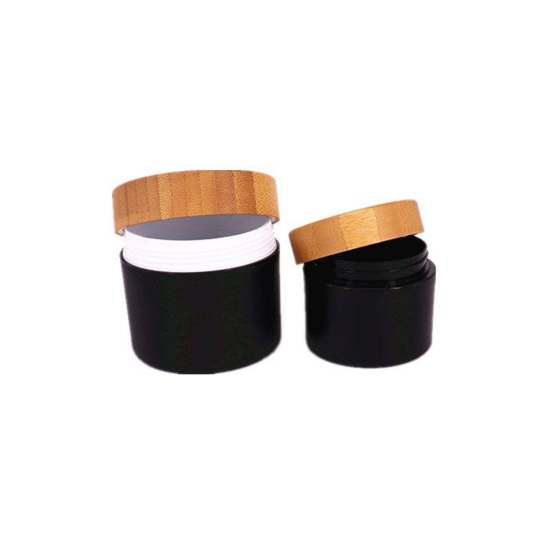 Custom 15g 30g 50 g cosmetic straight sided containers face cream bamboo jar body scrub plastic with caps for cream