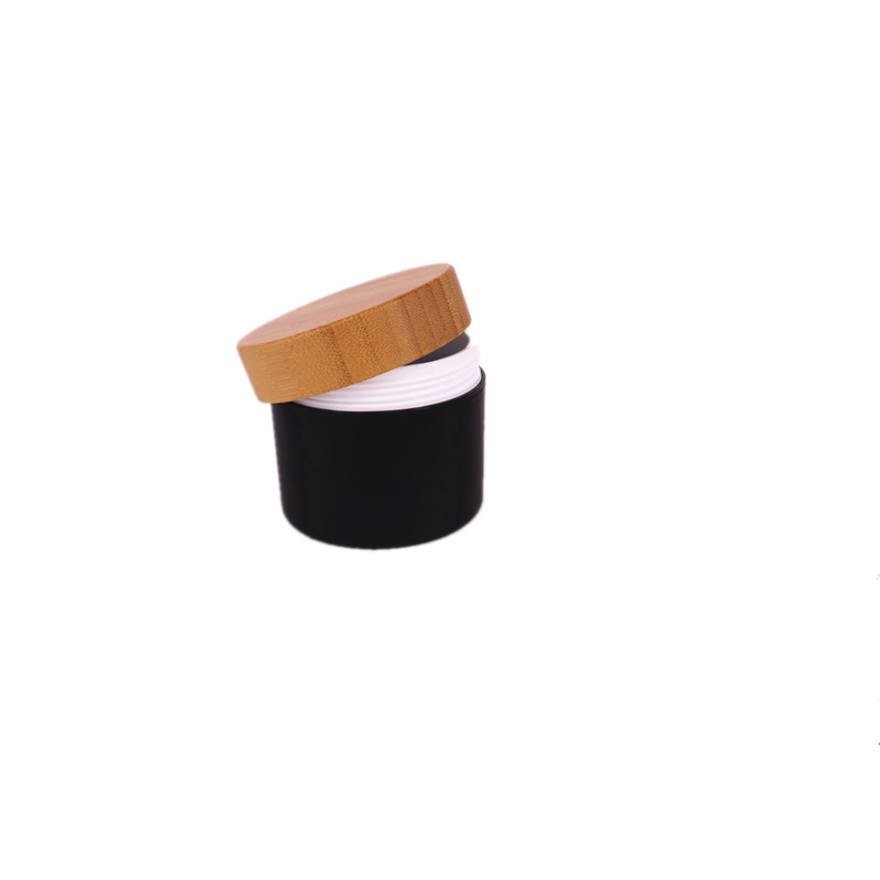 Custom 15g 30g 50 g cosmetic straight sided containers face cream bamboo jar body scrub plastic with caps for cream