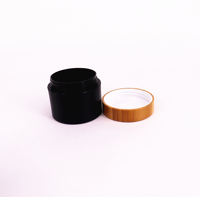 Custom 15g 30g 50 g cosmetic straight sided containers face cream bamboo jar body scrub plastic with caps for cream