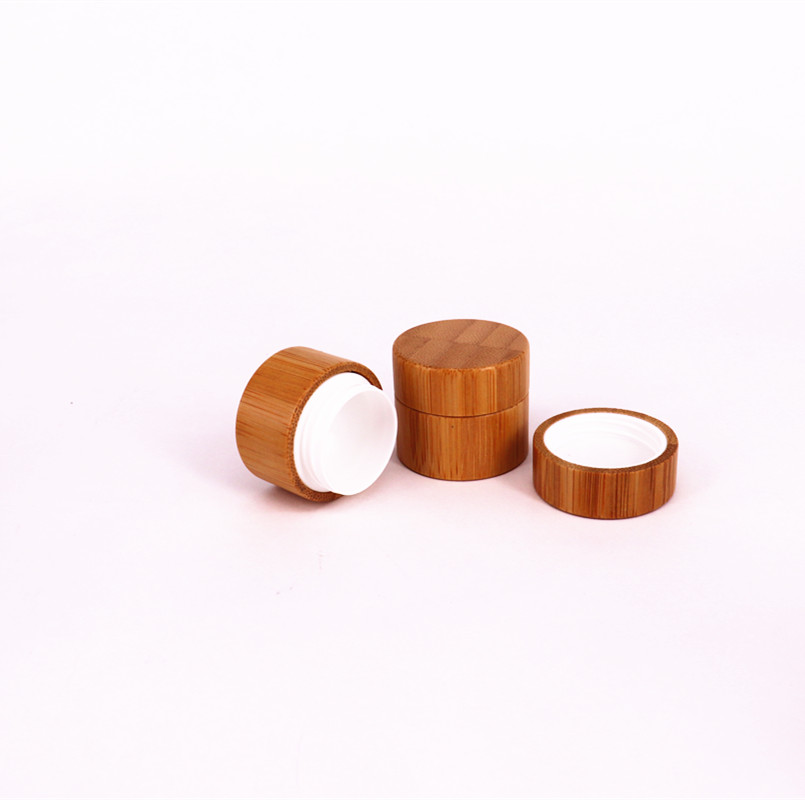 Custom 15g 30g 50 g cosmetic straight sided containers face cream bamboo jar body scrub plastic with caps for cream