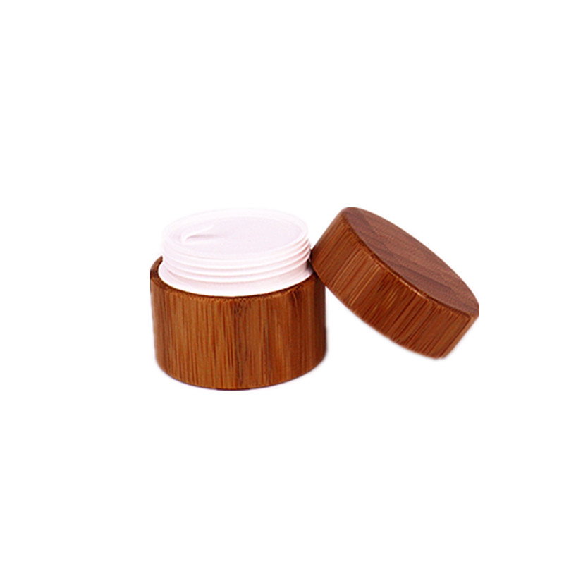 Custom 15g 30g 50 g cosmetic straight sided containers face cream bamboo jar body scrub plastic with caps for cream