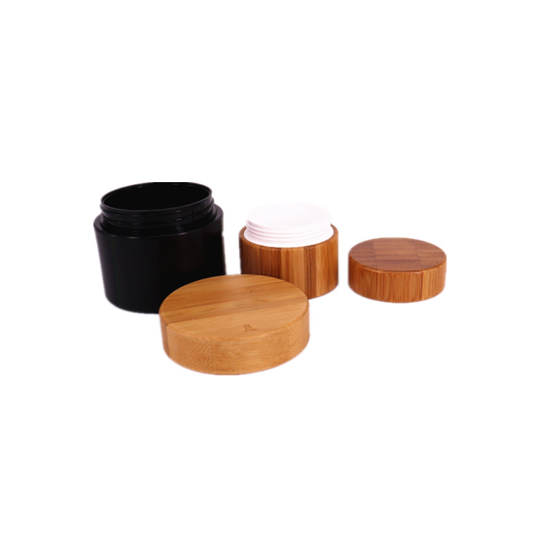 Custom 15g 30g 50 g cosmetic straight sided containers face cream bamboo jar body scrub plastic with caps for cream