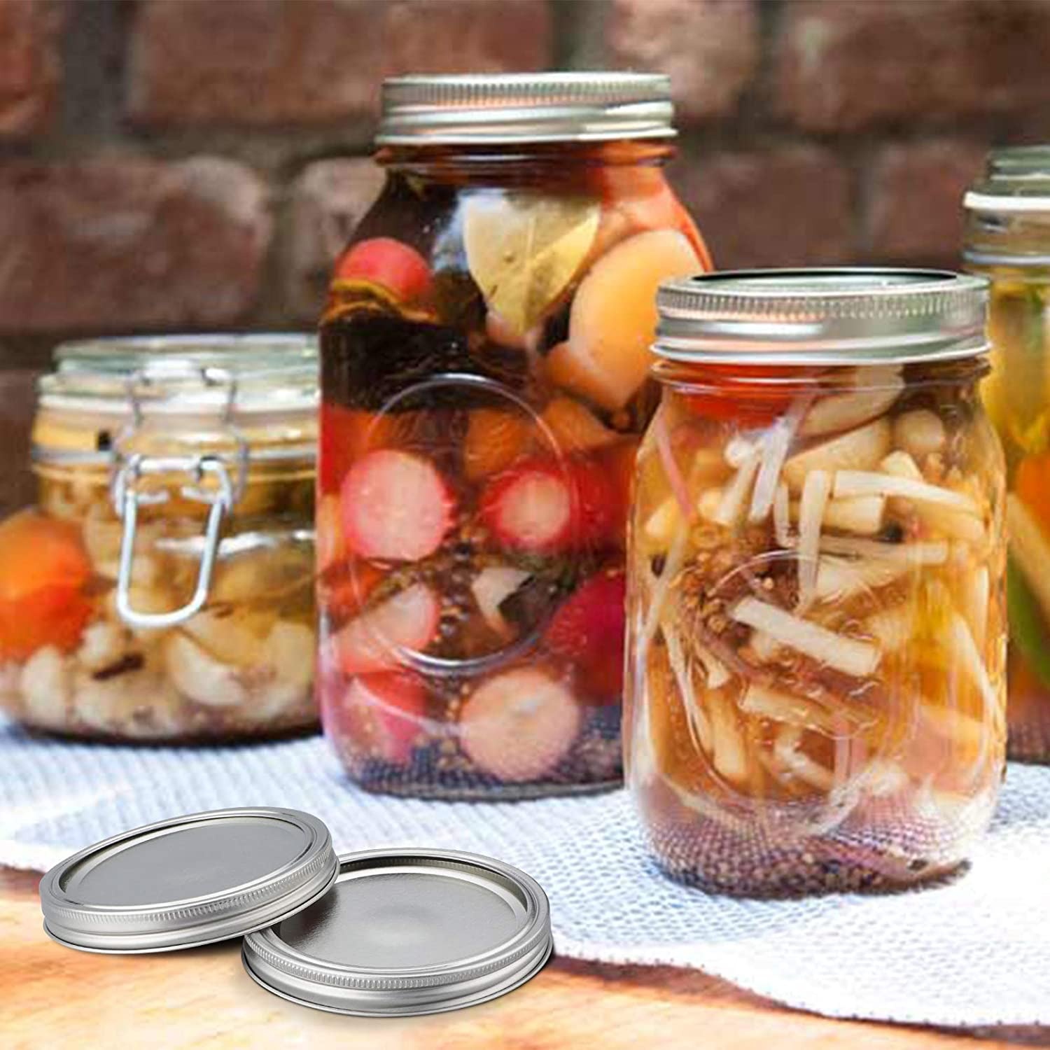 Custom 16OZ 500ml Wide mouth Food glass mason jar clear round glass jam jar with split type metal lid