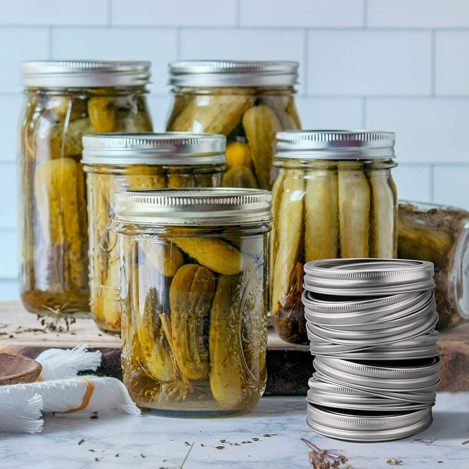 Custom 16OZ 500ml Wide mouth Food glass mason jar clear round glass jam jar with split type metal lid