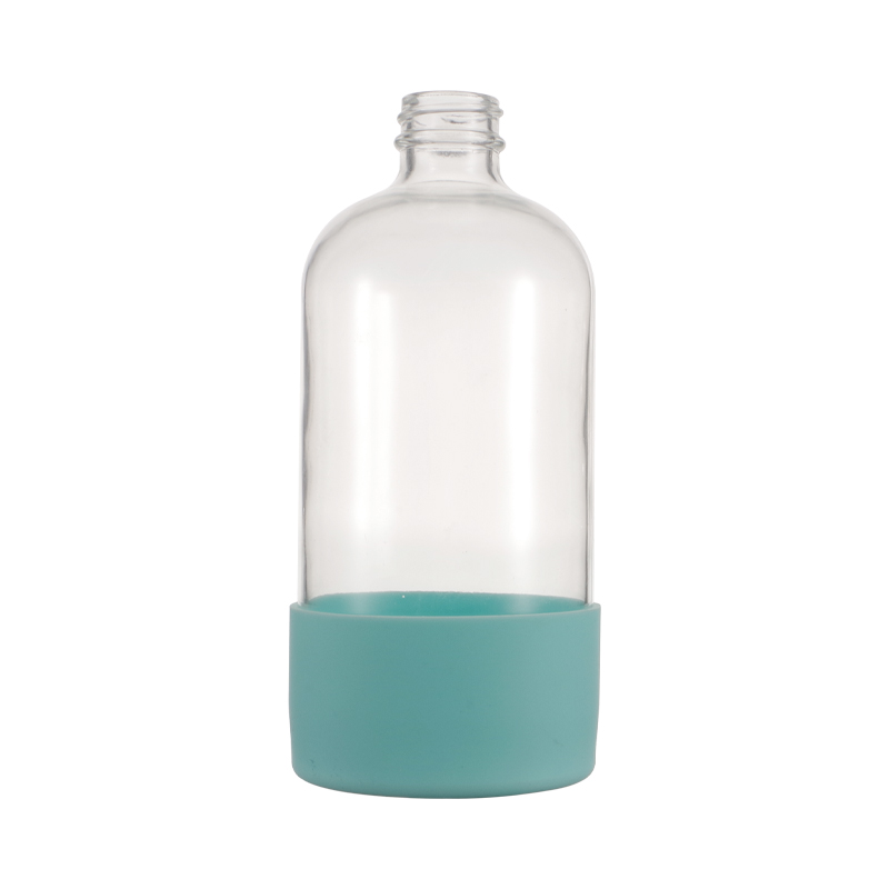 Custom 16oz Refillable Trigger 500ml Round Boston Room Glass Spray Bottle with Silicone Sleeve for Hair