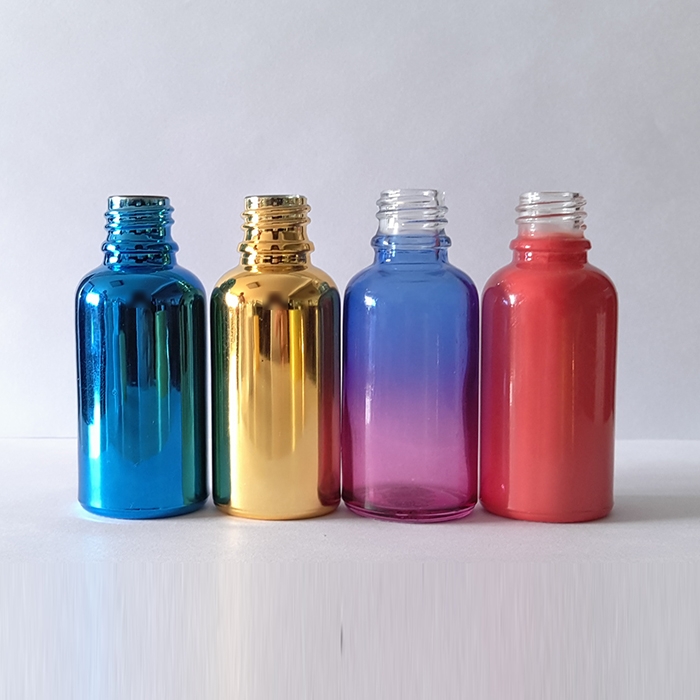 Custom 1oz 2oz 3oz 4oz 8oz frosted blue amber green clear glass boston round bottle with pump