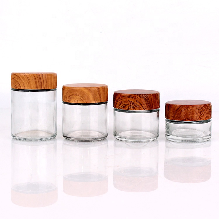 Custom 1oz 2oz 3oz 4oz straight sided childproof glass jar with child resistant lids