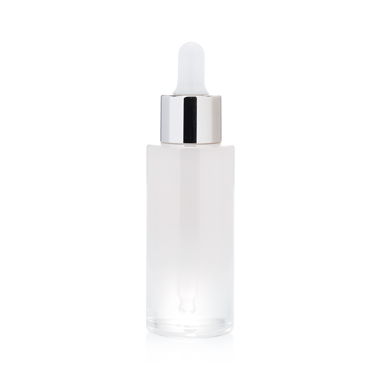Custom 1oz 30 50 ml empty skin care oil serum glass packaging round white cosmetic bottle with dropper