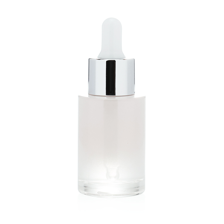 Custom 1oz 30 50 ml empty skin care oil serum glass packaging round white cosmetic bottle with dropper
