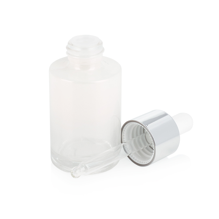 Custom 1oz 30 50 ml empty skin care oil serum glass packaging round white cosmetic bottle with dropper