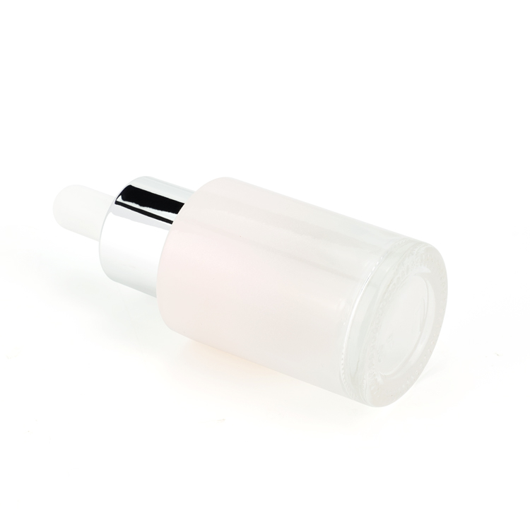 Custom 1oz 30 50 ml empty skin care oil serum glass packaging round white cosmetic bottle with dropper