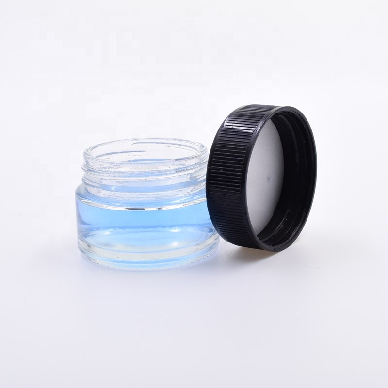 Custom 1oz 30ml clear round rosin wax cosmetic jars sustainable child resistant packaging glass jar with plastic child proof lid