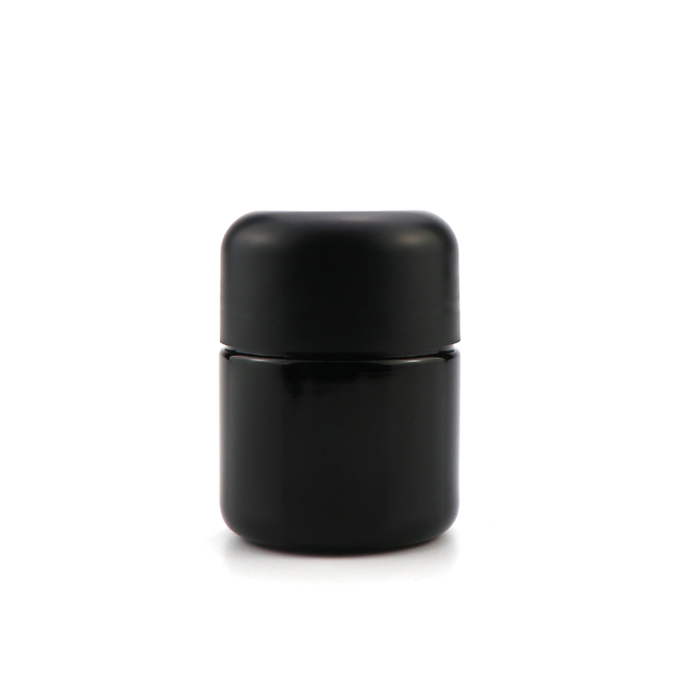 Custom 2 oz 3 oz 5 oz weed airtight cylinder container child resistant hemp apothecary black porcelain jar with lid
