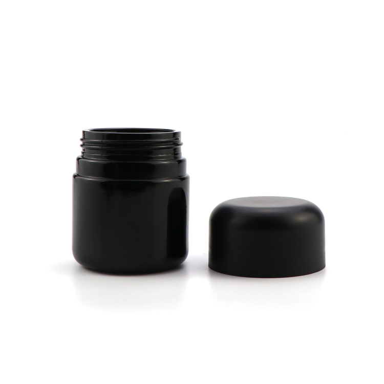 Custom 2 oz 3 oz 5 oz weed airtight cylinder container child resistant hemp apothecary black porcelain jar with lid