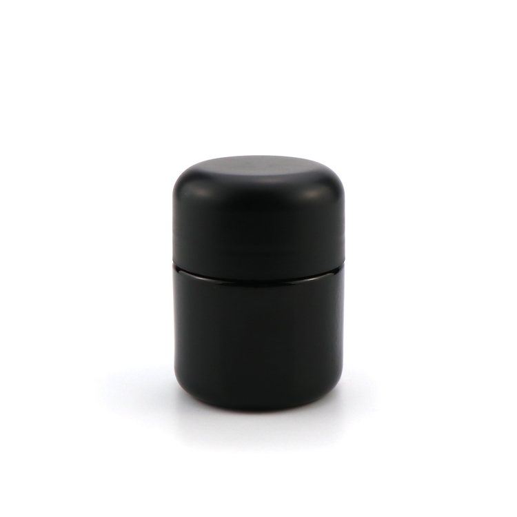 Custom 2 oz 3 oz 5 oz weed airtight cylinder container child resistant hemp apothecary black porcelain jar with lid