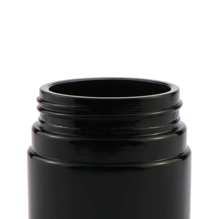 Custom 2 oz 3 oz 5 oz weed airtight cylinder container child resistant hemp apothecary black porcelain jar with lid