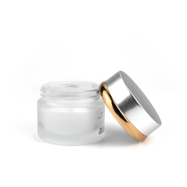 Custom 20 ml 1oz 1.7oz hand cream cosmetic packaging glass container face cream glass jars with gold metallic cap
