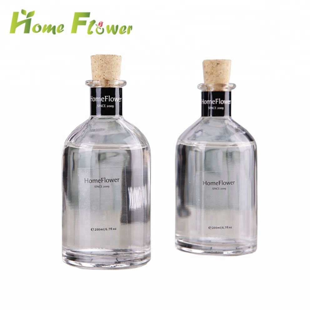 Custom 200ml Empty Cork Round Reed Diffuser Glass Bottle