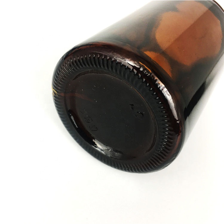 Custom 200ml amber glass cosmetic jar frasco de vidrio with black plastic cap