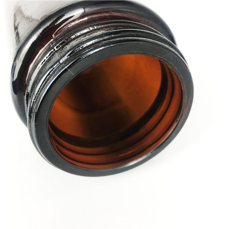 Custom 200ml amber glass cosmetic jar frasco de vidrio with black plastic cap