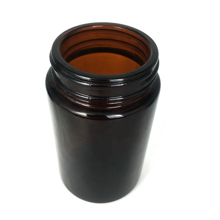 Custom 200ml amber glass cosmetic jar frasco de vidrio with black plastic cap