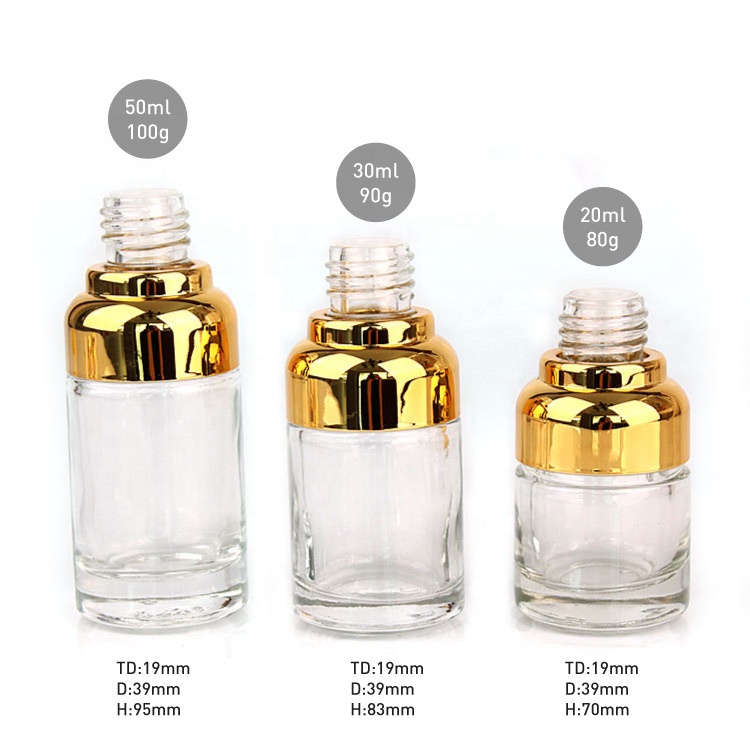 Custom 20ml 30ml 50ml clear eco friendly clear cosmetic oil glass dropper bottle with dropper