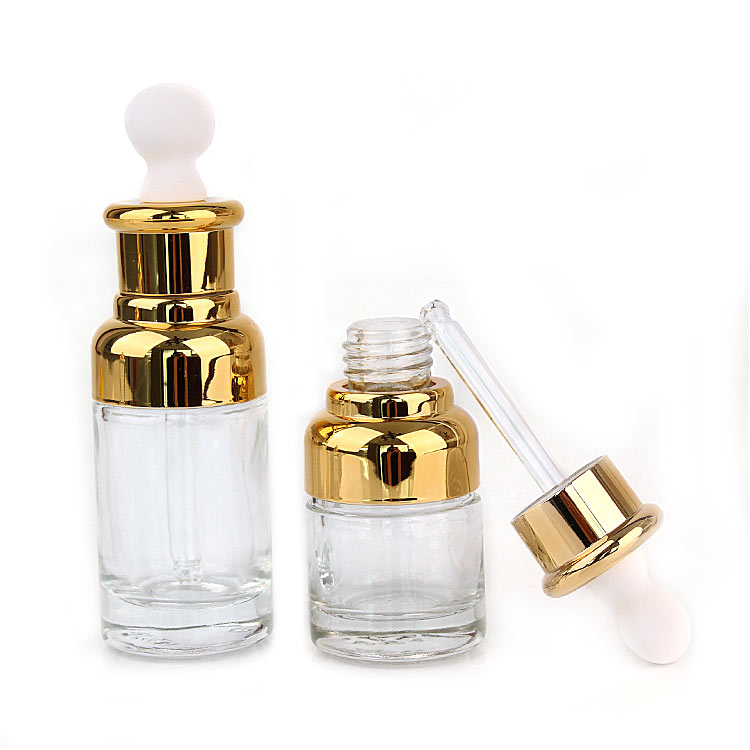 Custom 20ml 30ml 50ml clear eco friendly clear cosmetic oil glass dropper bottle with dropper