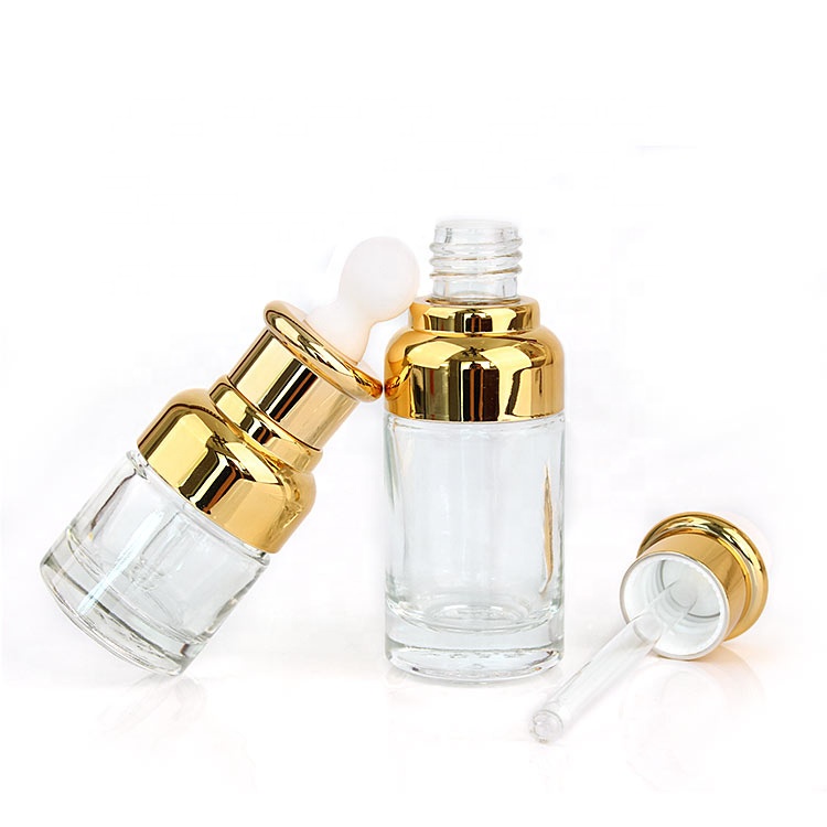 Custom 20ml 30ml 50ml clear eco friendly clear cosmetic oil glass dropper bottle with dropper