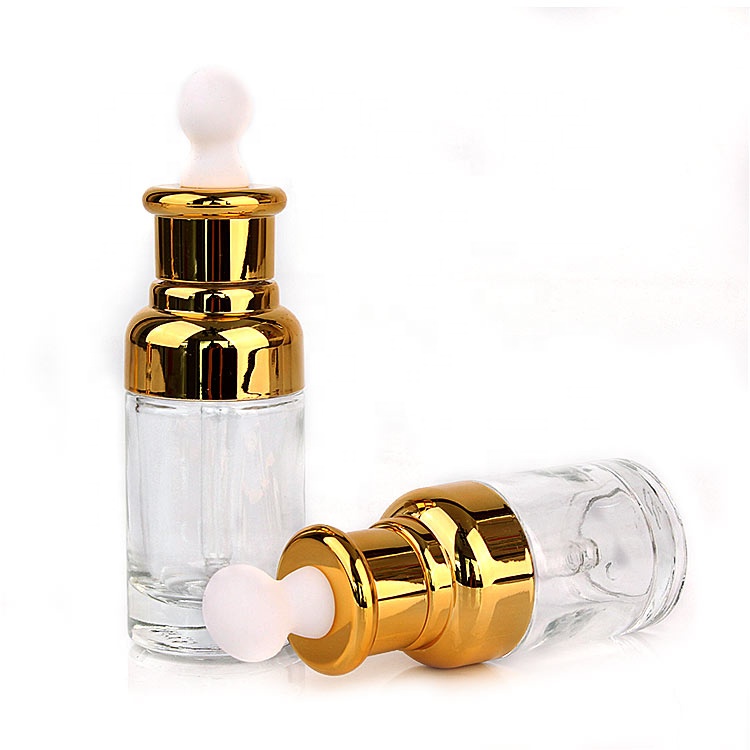 Custom 20ml 30ml 50ml clear eco friendly clear cosmetic oil glass dropper bottle with dropper
