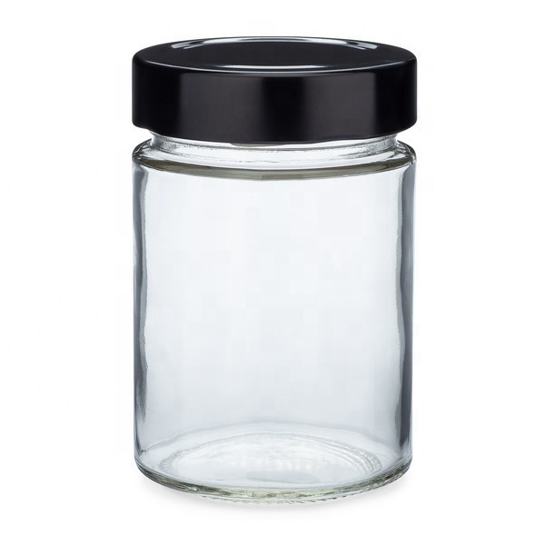 Custom 212ml Frascos de Vidrio Clear Straight Side Honey Ergo Glass Jar with Deep Lug Cap