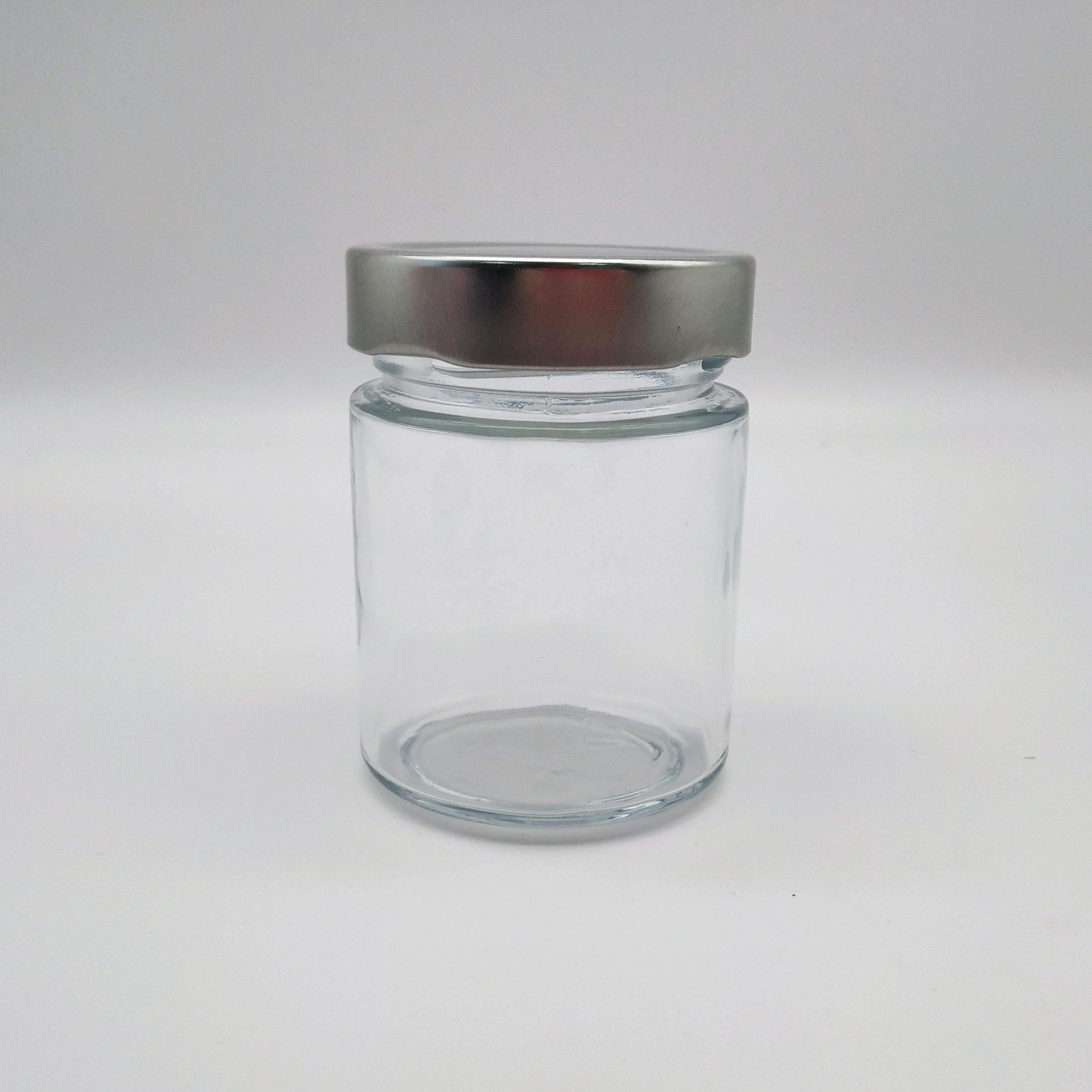 Custom 212ml Frascos de Vidrio Clear Straight Side Honey Ergo Glass Jar with Deep Lug Cap