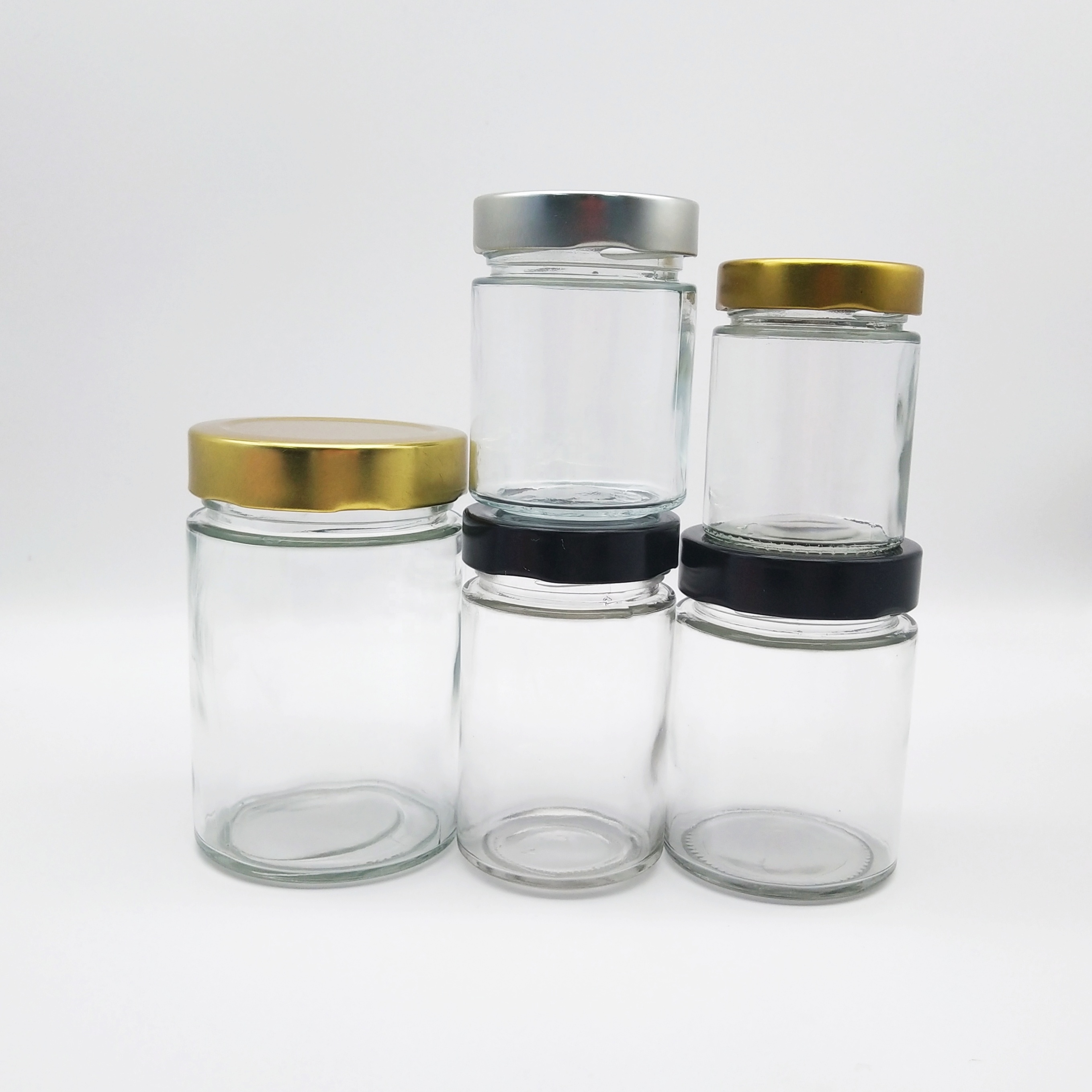 Custom 212ml Frascos de Vidrio Clear Straight Side Honey Ergo Glass Jar with Deep Lug Cap