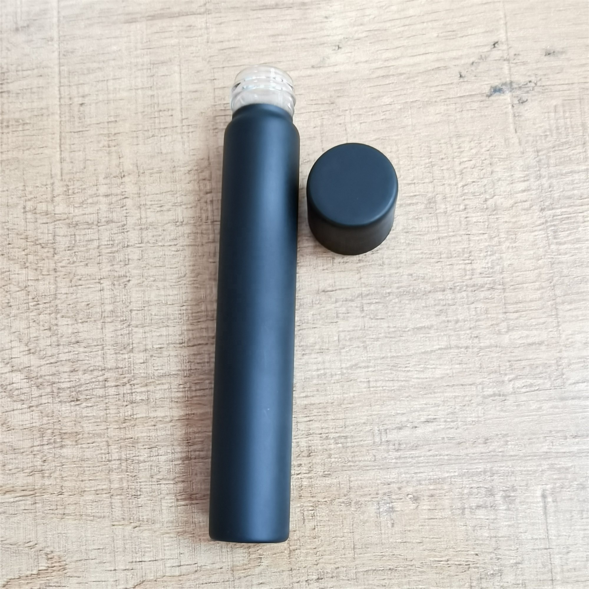 Custom 22mmx120mm Matte Black Glass Joint Tube Childproof Lid Empty Pre-roll Joint Preroll Tubes Packaging