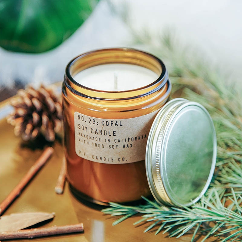 Custom 240ML Amber Wide Large Mouth Food 8oz Candle glass Jar with lid