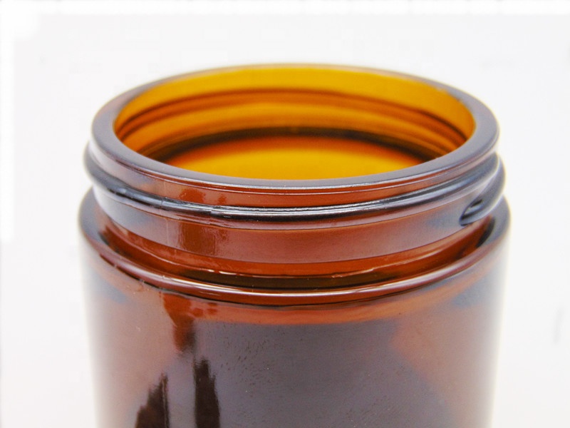 Custom 240ML Amber Wide Large Mouth Food 8oz Candle glass Jar with lid