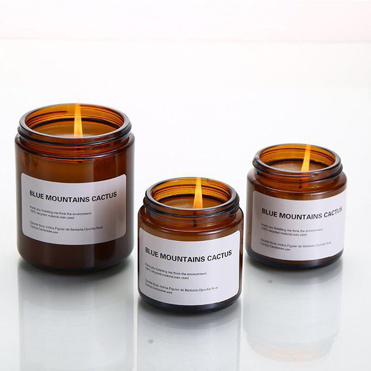 Custom 250ml 100ml Glass Candle Jaar Luxury Amber empty with tinplate lids
