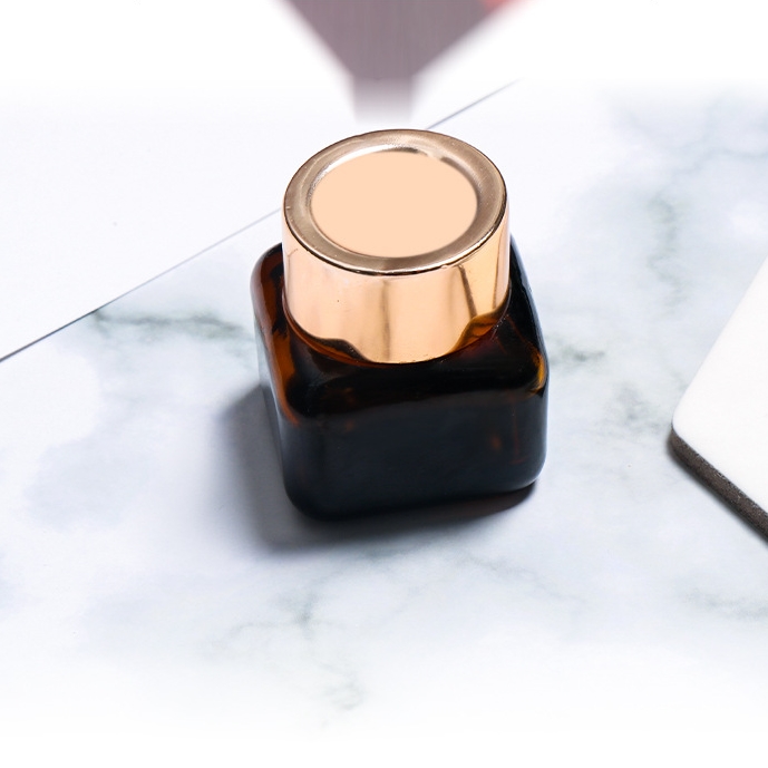 Custom 25g Eye Cream Aluminum Lid Small Brown Empty Glass Bottle