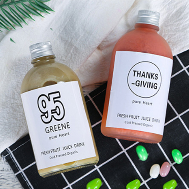 Custom 270ml 300ml 500ml biodegradable Frosted Juice Jar 16oz Cold Press Brew Coffee Drinking Milk Beverage Glass water Bottle