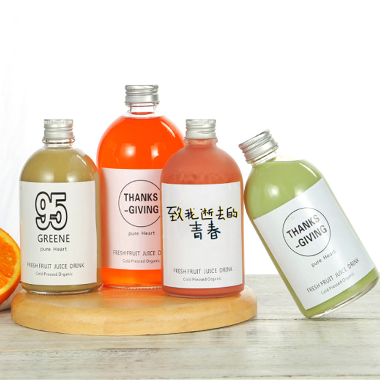 Custom 270ml 300ml 500ml biodegradable Frosted Juice Jar 16oz Cold Press Brew Coffee Drinking Milk Beverage Glass water Bottle