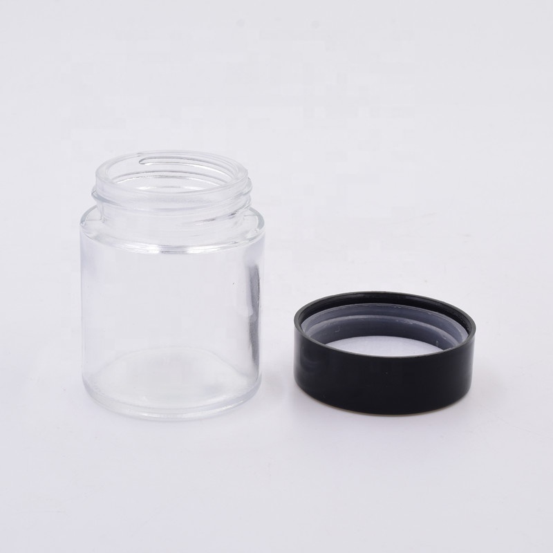 Custom 2oz 60ml transparent straight side pharmacy jars packaging weeds jar child resistant glass jar with child proof lid
