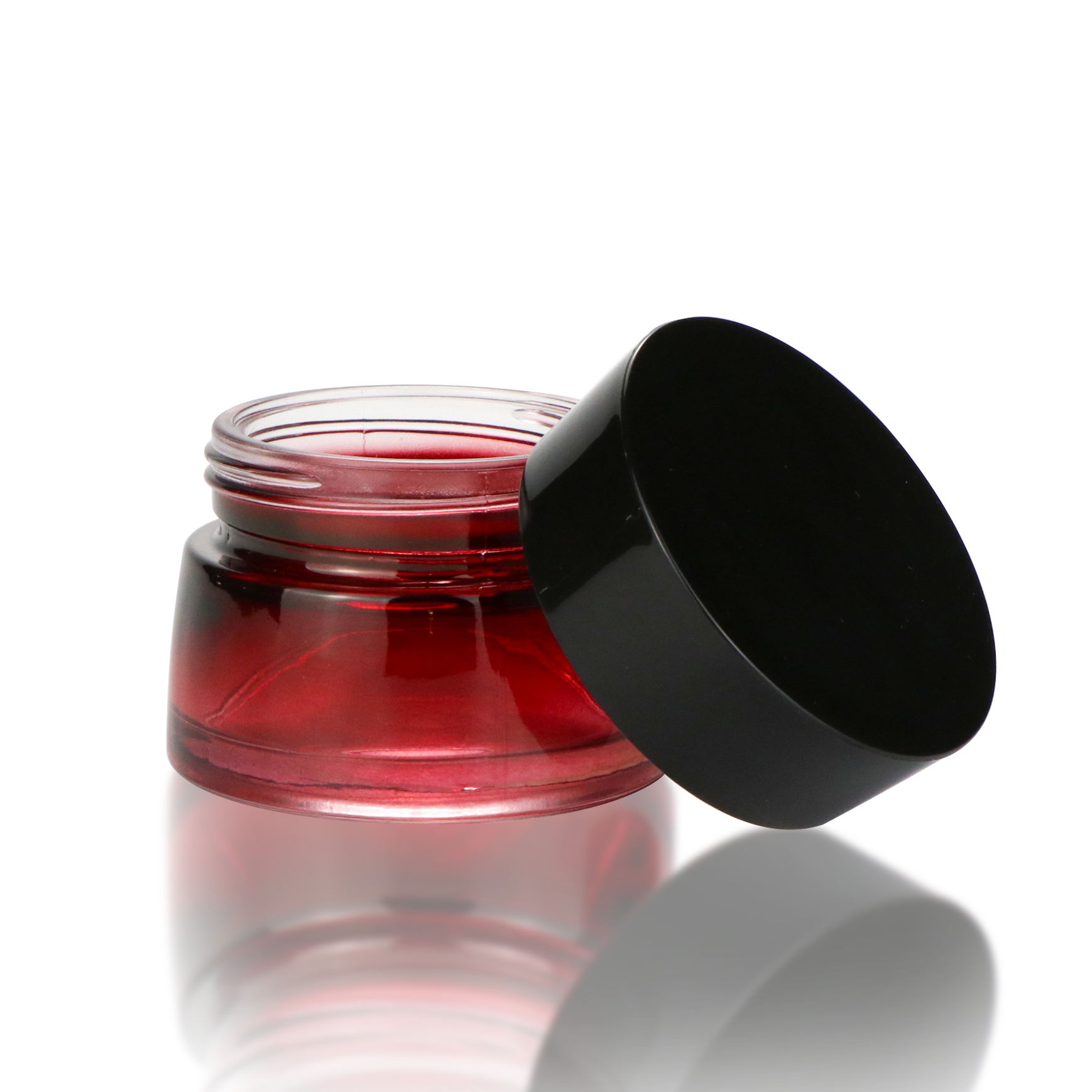 Custom 30 ml 50 ml body cream wide mouth cosmetic packaging gradient red black face cream glass jars with dark cap