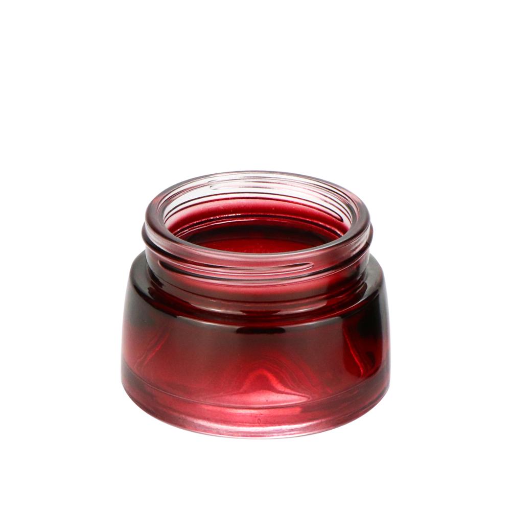 Custom 30 ml 50 ml body cream wide mouth cosmetic packaging gradient red black face cream glass jars with dark cap