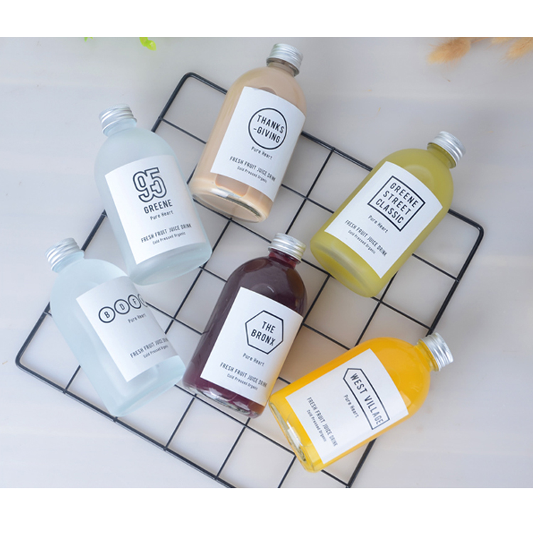 Custom 300Ml 500Ml Glass 8Oz Juice Bottle With Transparent Glass