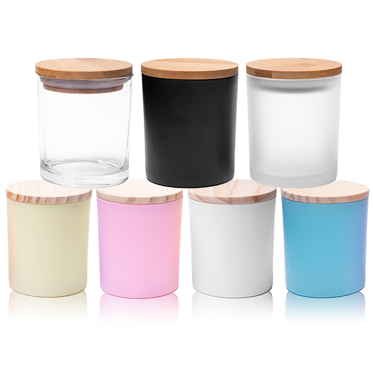Custom 300ml Colored Candle Jars with Wooden Lids for Candle Packing