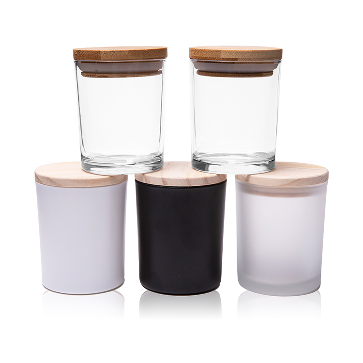 Custom 300ml Colored Candle Jars with Wooden Lids for Candle Packing