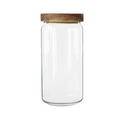 Custom 300ml kitchen storage sauce cookie glass jars with wood lid